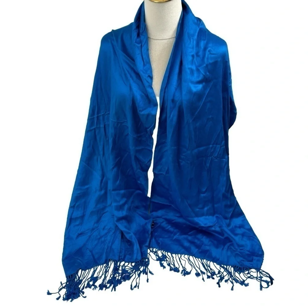 Jones New York Royal Blue Huge Oversized Scarf Wrap with Fringe